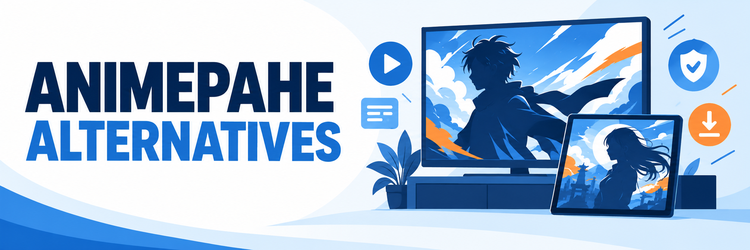 AnimePahe alternatives shown with abstract anime viewing screens and safety symbols