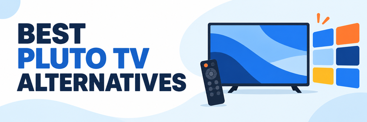 Best Pluto TV alternatives illustrated with an unbranded television, remote, and channel choices