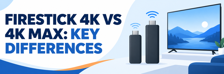 Firestick 4K vs 4K Max comparison with two unbranded streaming sticks and a television