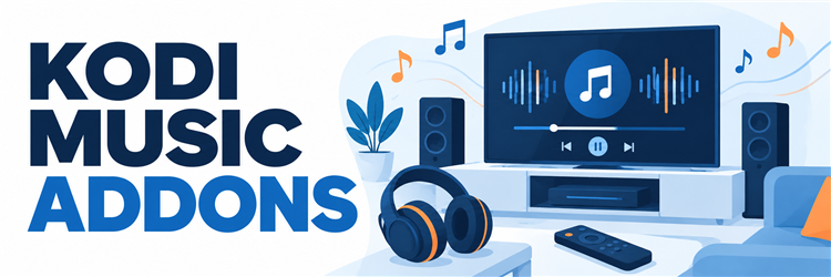 Best Kodi music addons illustration with abstract audio controls