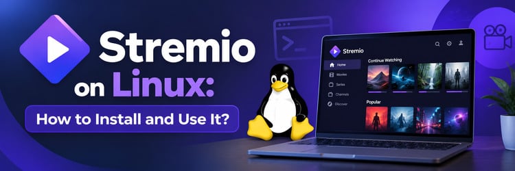 Stremio on Linux installed on a laptop